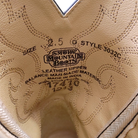 Smokey Mountain Black Leather Embroidered Cowboy Boots Kids Size 2.5 - Picture 9 of 10